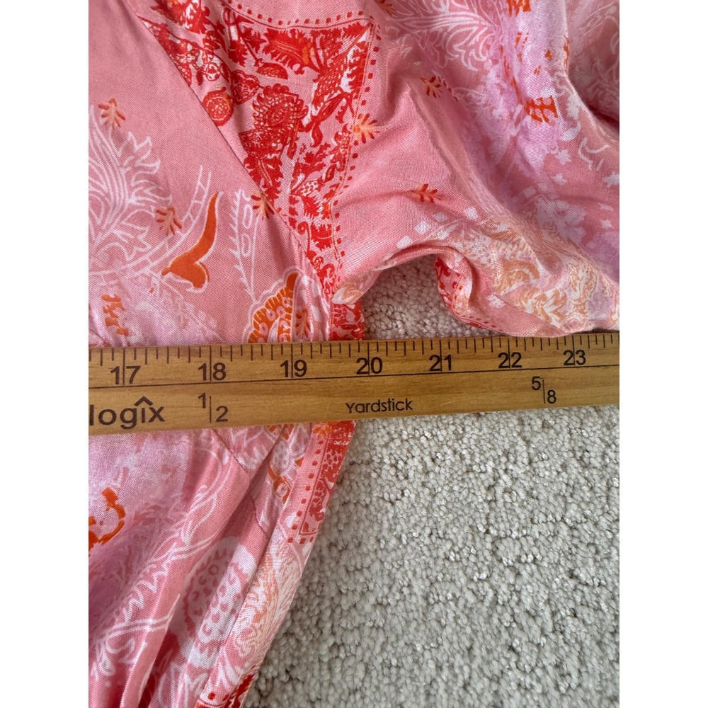 Roller Rabbit Maxi Dress Womens Size M Pink Red Patchwork Bandana Boho Tiered - Picture 9 of 13